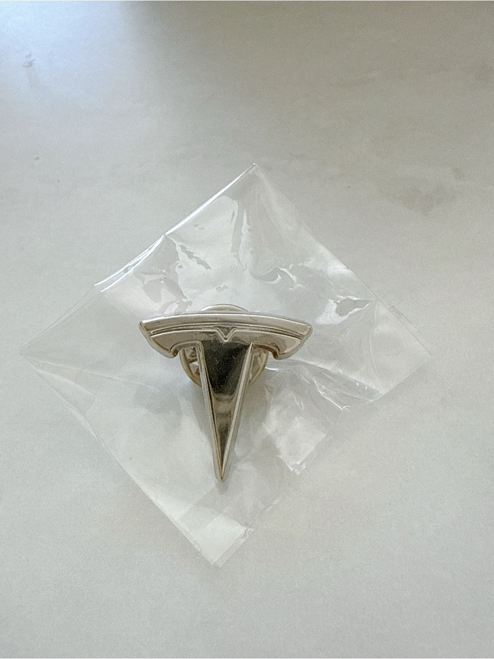 Tesla Silver Metallic Logo Pin